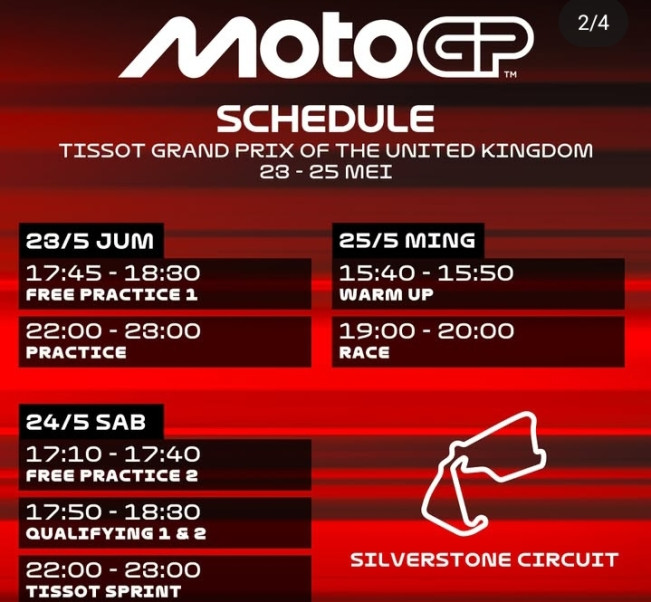 Jadwal balapan MotoGP Inggris 2025, dimulai Jumat hari ini. [Instagram]