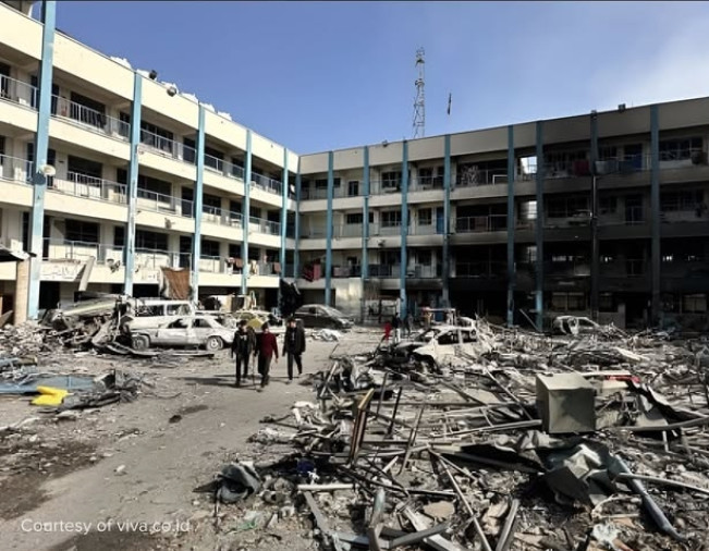 Kondisi RS Al-Awda di Gaza rusak total usai digempur pasukan Israel. [Instagram/courtesy Viva.co.id]