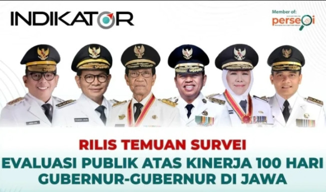 Indikator Politik Indonesia baru saja merilis hasil survei angka kepuasan publik terhadap 100 hari evaluasi kinerja kepala daerah tingkat provinsi di seluruh Pulau Jawa. [Instagram]