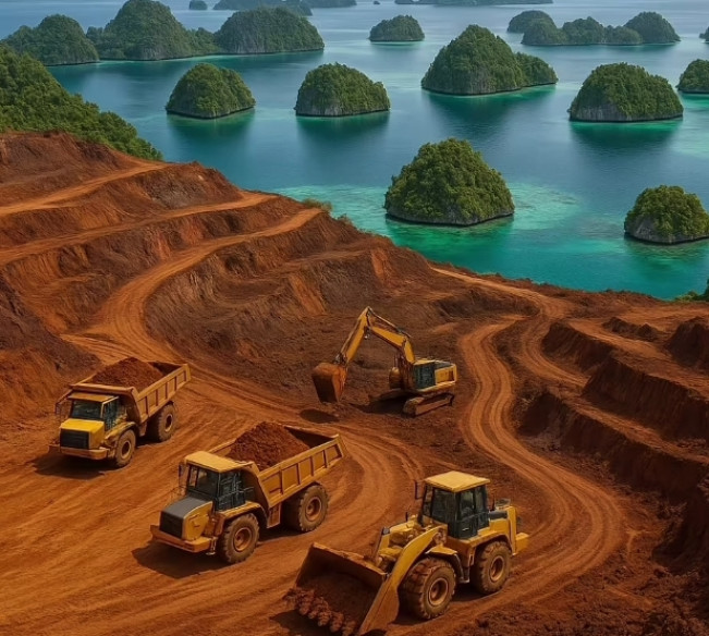 Ilustrasi tambang Nikel ancaman ekosistem Raja Ampat sebagai destinasi wisata yang dikunjungi wisatawan lokal dan mancanegara. [Instagram]
