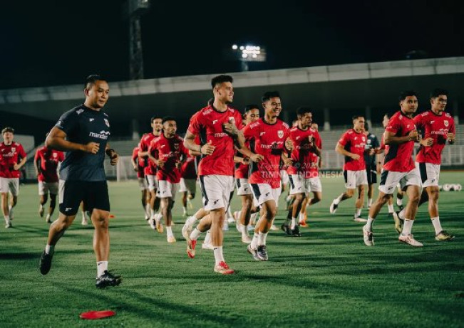 Skuat Timnas Indonesia menggelar latihan jelang menghadapi China dalam lanjutan kualifikasi Piala Dunia 2026. [Instagram]