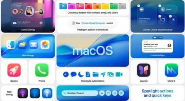 Ilustrasi Deretan Fitur Unggulan macOS 26. [Instagram]