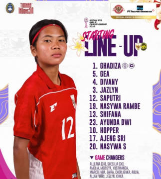 Starting Line Up Timnas Putri Indonesia U19 saat menaklukan Malaysia 4-0. [Instagram]