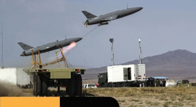 Ilustrasi drone Iran yang diluncurkan ke Israel dicegat Yordania. [Instagram]