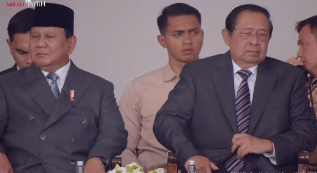 Presiden Prabowo dan SBY saat menghadiri peresmian kampus Bhinneka Tunggal Ika Universitas Pertahanan. [YouTube Sekretariat Presiden]