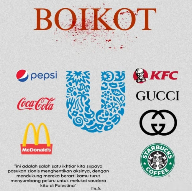 Ilustrasi seruan boikot terhadap sejumlah produk Israel. [Instagram]