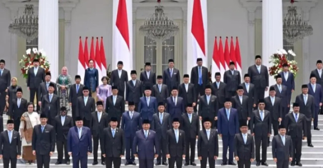 Ilustrasi jajaran menteri Kabinet Merah Putih. [Instagram]