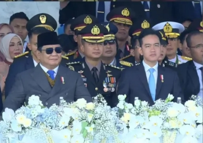 Presiden dan Wakil Presiden RI, Prabowo Subianto dan Gibran Rakabuming menghadiri puncak perayaan HUT ke-79 Bhayangkara. [Instagram]