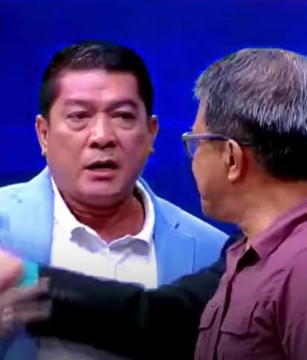 Silfester Matutina nyaris adu jotos dengan Rocky Gerung. [Kolase Int]