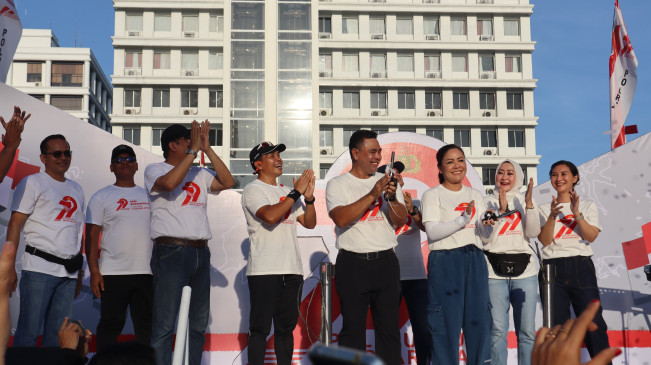 Kapolda Sumut Irjen Pol Whisnu Hermawan Februanto bersama jajaran mengikuti acara jelang HUT ke-79 Bhayangkara. [Dok Polri]
