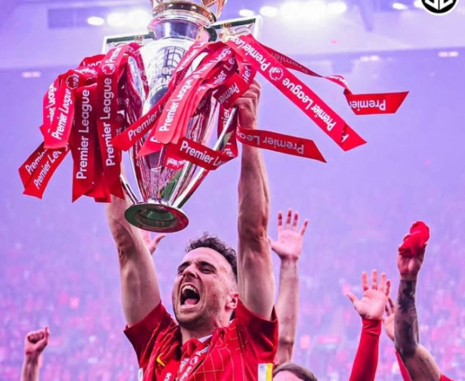 Momen Diogo Jota saat merayakan kemenangan timnya Liverpool. [Instagram]