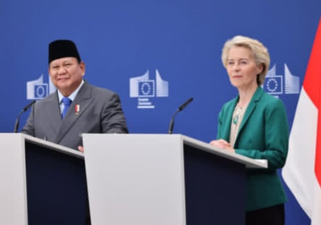 Momen pertemuan antara Presiden Republik Indonesia Prabowo Subianto dan Presiden Komisi Eropa Ursula von der Leyen di Brussels, Belgia. [Instagram]