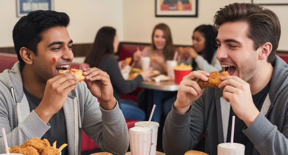 Ilustrasi tentang makan makanan cepat saji