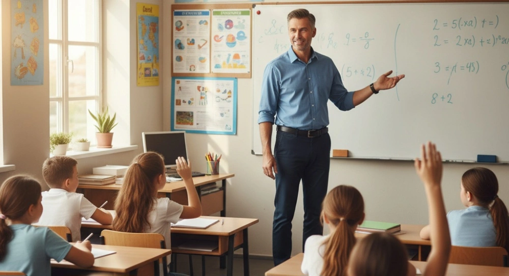 Ilustrasi anak-anak antusias mengikuti pelajaran