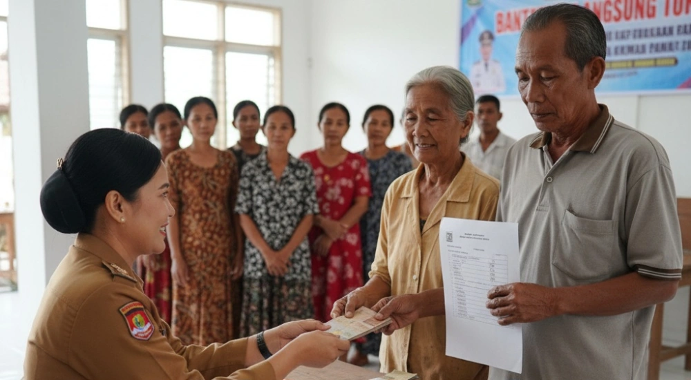 Ilustrasi petugas menyerahkan BLT ke penerima