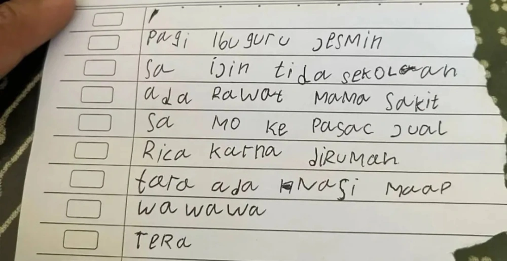 Isi surat siswa Papua yang viral dan bikin netizen menangis. (Instagram)