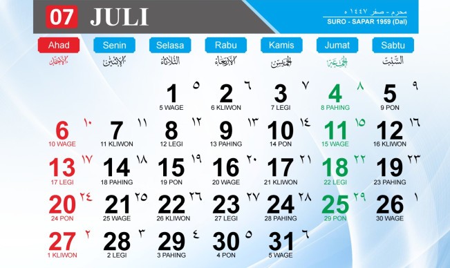Kalender Jawa Weton 26 Juli 2025 Sabtu Wage, Begini Arah Peruntungan Rezeki dan Asmara
