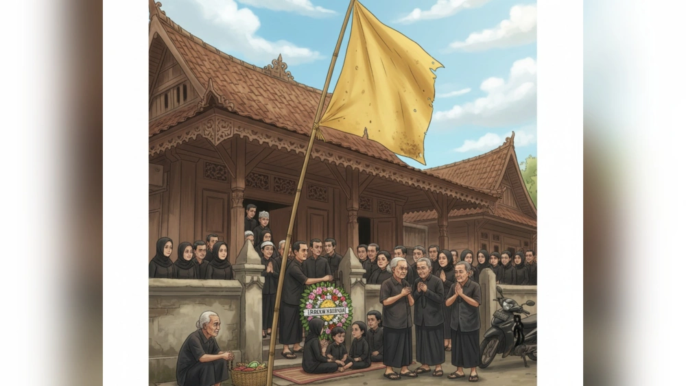 Ilustrasi gambar bendera kuning tanda kematian. [Gemini]