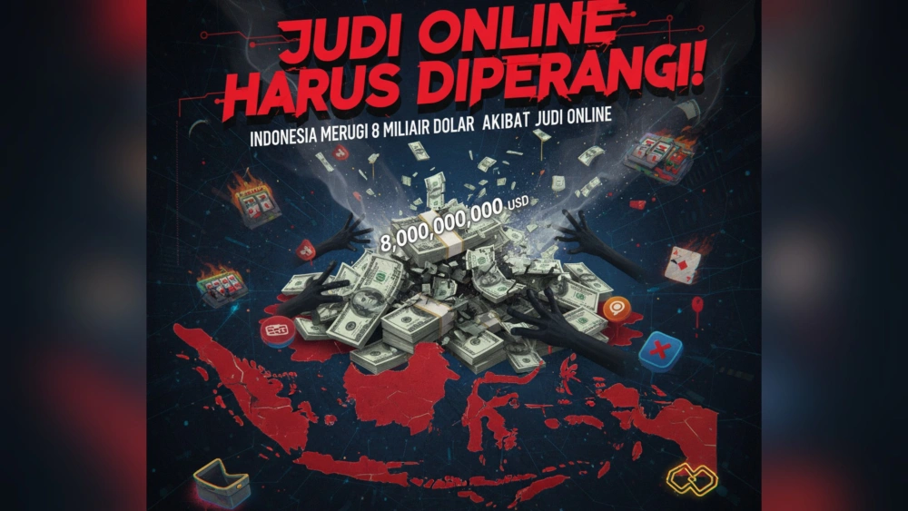 Ilustrasi Indonesia rugi 8 miliar dollar akibat judi online. Presiden Prabowo menegaskan judi online harus diperangi. [Gemini]
