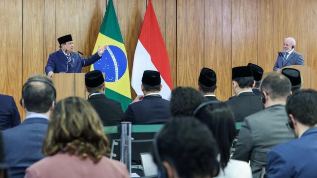 Presiden Prabowo Subianto saat bertemu Presiden Brasil. [Tim Media Presiden]