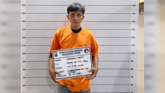 Pelaku narkoba diamankan polisi. [Dok Polrestabes Medan]