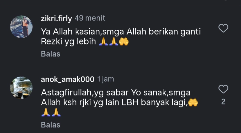 Sejumlah warganet menyampaikan simpatinya atas kejadian tersebut. [Instagram @bengkuluinfo]