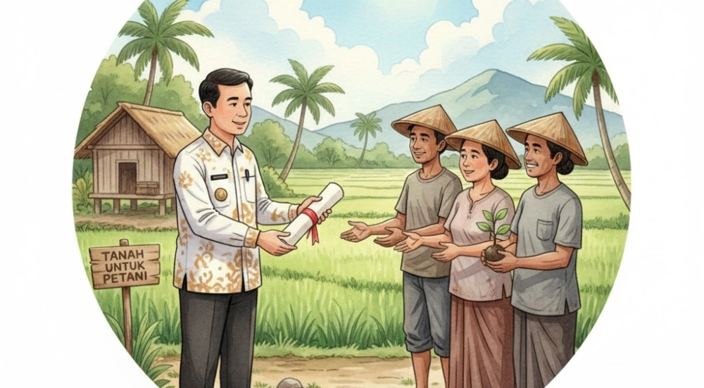 Ilustrasi pembagian tanah untuk petani rentan. [Instagram]