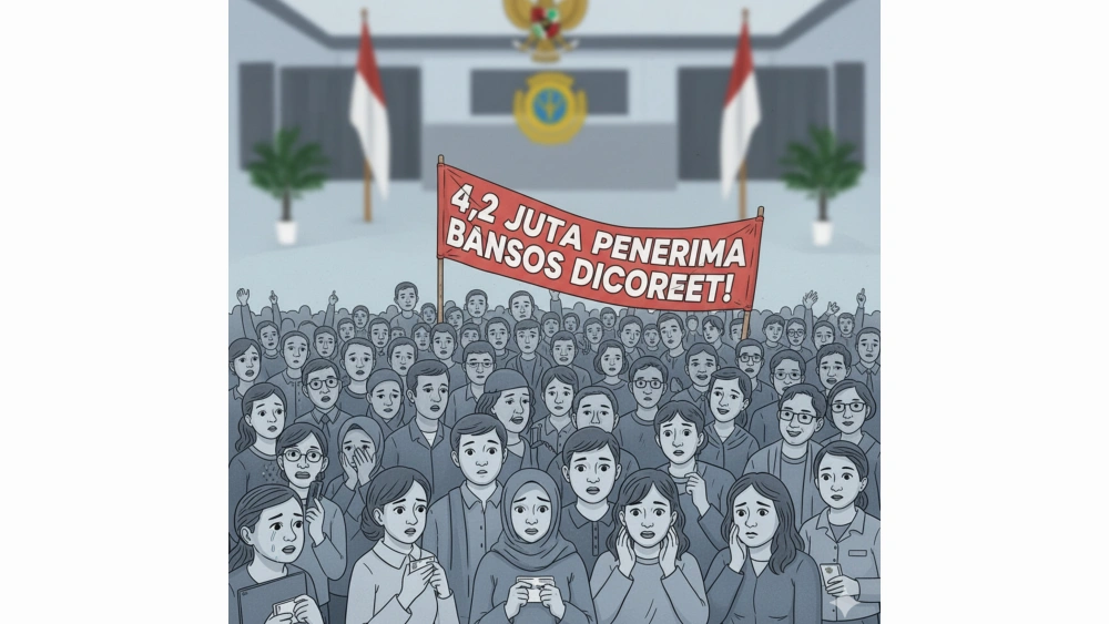 Ilustrasi penerima bansos dicoret. [Gemini]