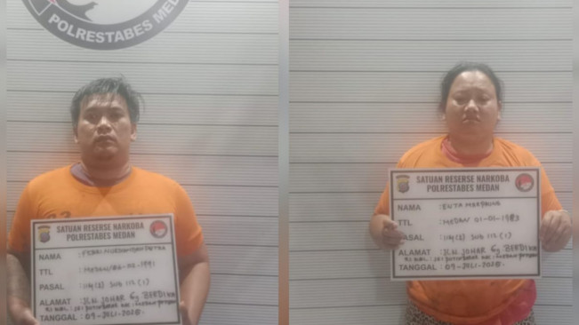 Pasutri di Medan Kompak Edarkan Sabu, Kini Meringkuk Dalam Jeruji