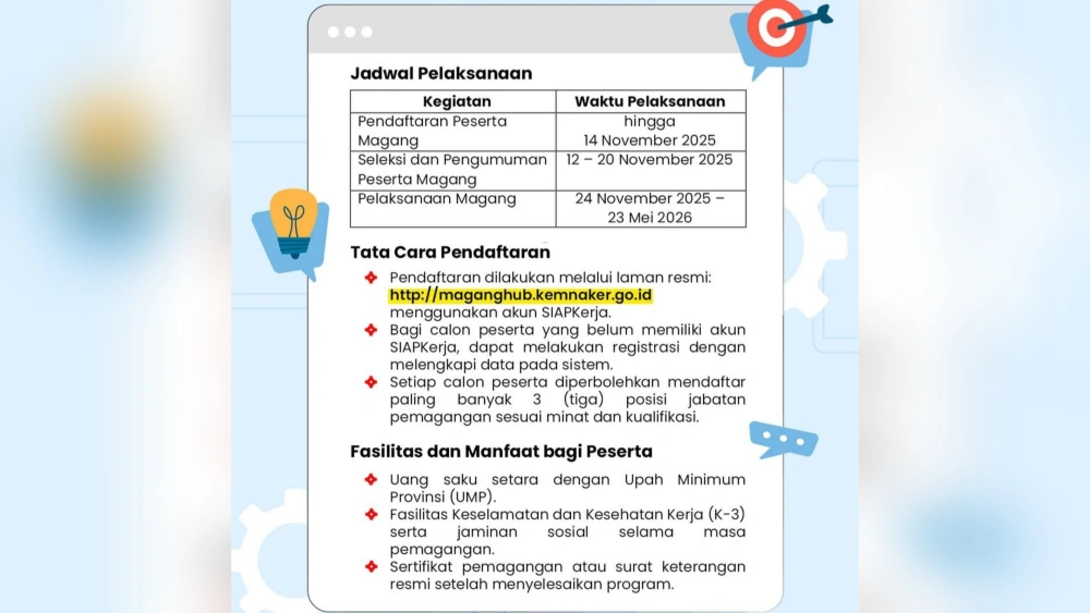 Jadwal pelaksanaan Pendaftaran Magang BRIN. [Instagram @brinindonesia]