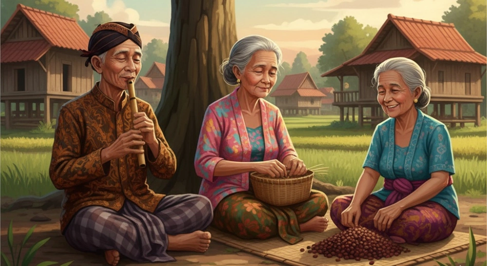 Ilustrasi penduduk Indonesia dengan aktivitasnya masing-masing. [Gemini]