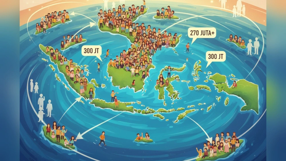 Ilustrasi penduduk Indonesia. [Gemini]