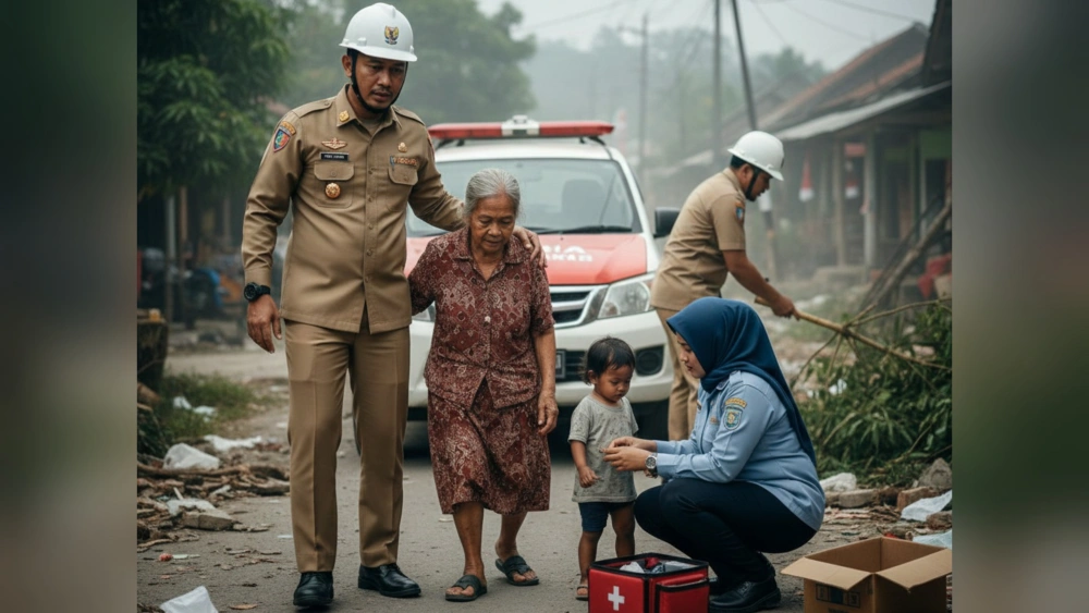 Ilustrasi PNS tengah bekerja di lapangan. [Gemini].