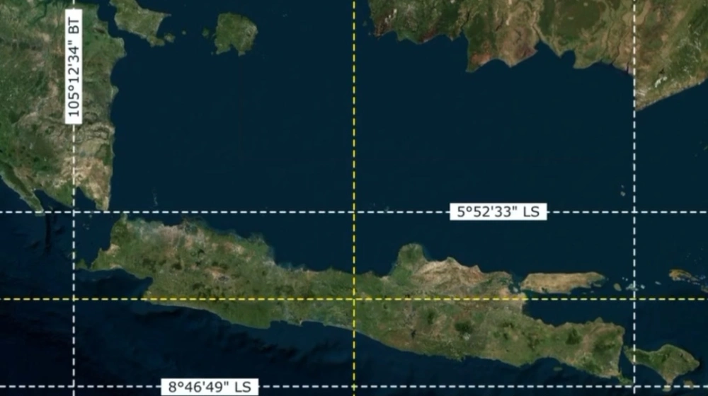 Garis koordinat Pulau Jawa Tengah. [Instagram]