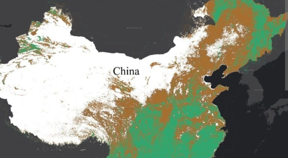 Peta tembok raksasa hijau China. [Tangkapan Layar]