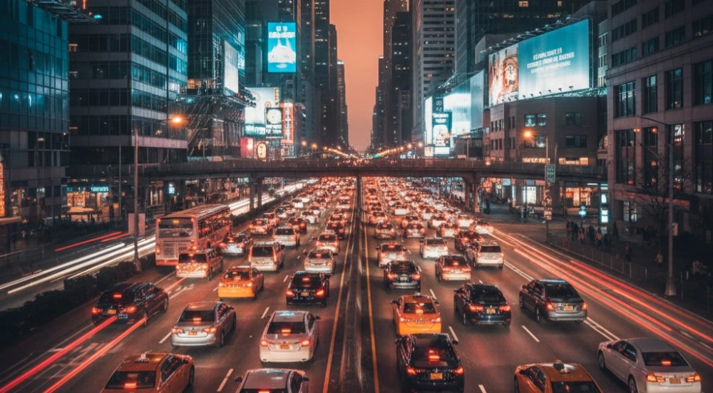 Ilustrasi lalu lintas di salah satu kota terbesar. [Gemini]
