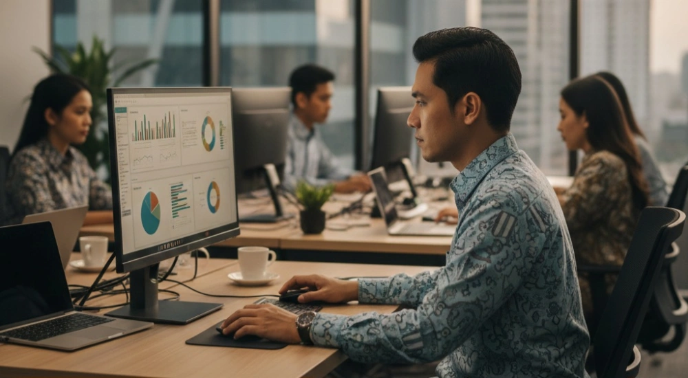 Ilustrasi pekerja tengah bekerja di perkantoran. [Instagram]