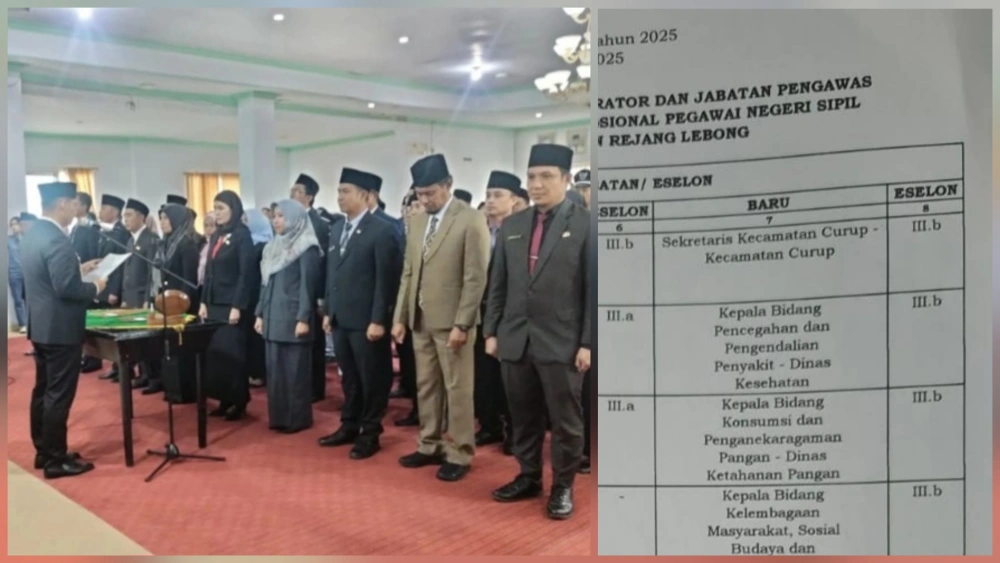 Daftar 72 Pejabat Eselon 3 dan 4 Masuk Daftar Mutasi Pemkab Rejang Lebong