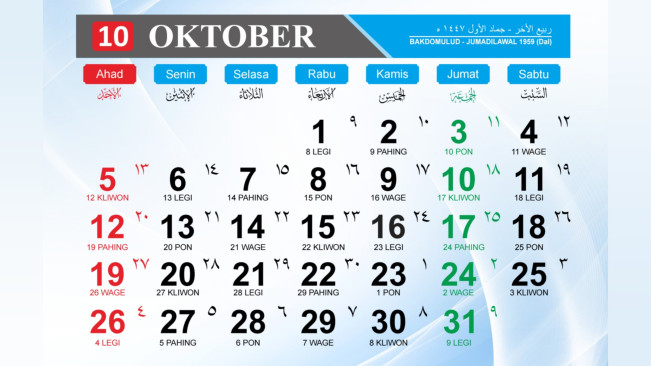 Daftar Hari Besar dan Libur Bulan Oktober 2025, Cek Jadwalnya di Sini