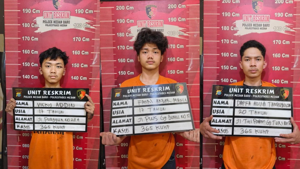 Tiga pelaku begal ditangkap. [Istimewa]