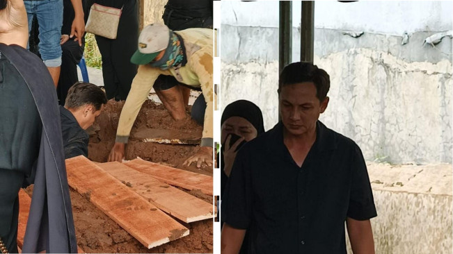Ikut Kuburkan Jenazah Ibunda Ussy Sulistiawaty, Andika Pratama: Umi Telah Lepas Penderitaan Sakitnya