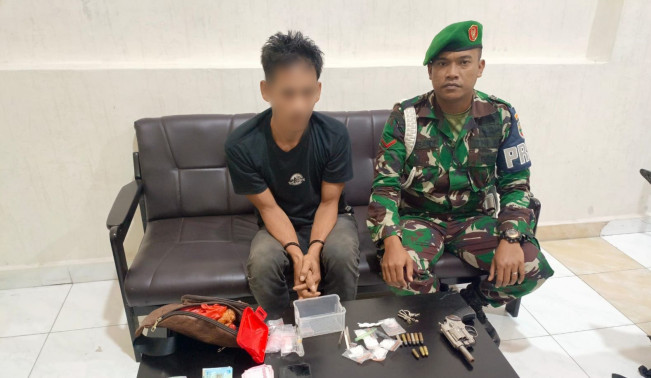 Anggota TNI AD Tangkap Bandar Sabu Bersenjata Api Rakitan di Sergai