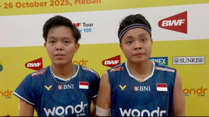 Ganda putri Indonesia Apriyani/Fadia lolos 8 besar Indonesia Masters 2025. [FTNews/Kesuma]