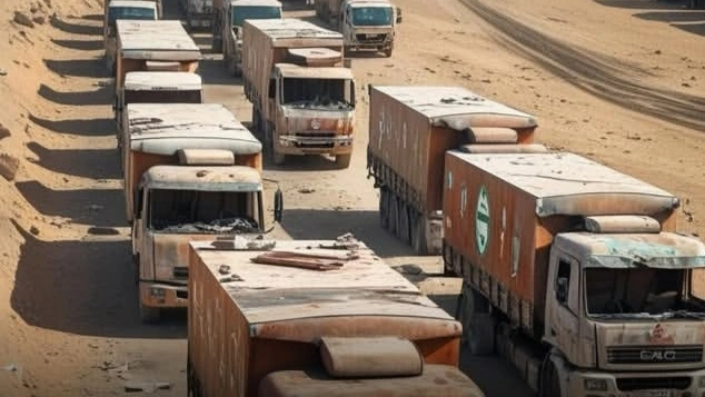 Ilustrasi bantuan truk makanan yang masuk Ke Gaza. [Instagram]