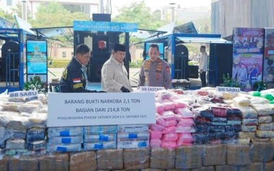 Presiden Prabowo Pimpin Pemusnahan Narkoba 214,84 Ton Senilai Rp29,3 Triliun