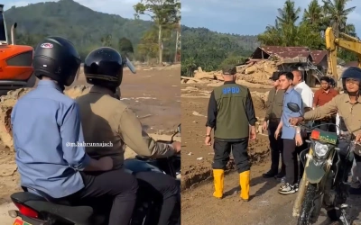 Naik Motor Temui Korban Banjir Sumatera, Gibran Pastikan Bantuan dan Pemulihan Dipercepat