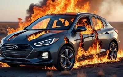 Mobil Hyundai i20 Bawa 3 Orang Tiba-tiba Meledak di Lampu Merah