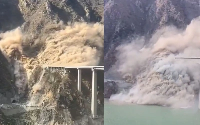 Viral Video Detik-Detik Jembatan Sepanjang 758 Meter Runtuh di China