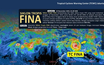 BMKG: Siklon Tropis FINA Terbentuk, Waspada Cuaca Ekstrem Indonesia Timur, Ini Daerah Terdampak