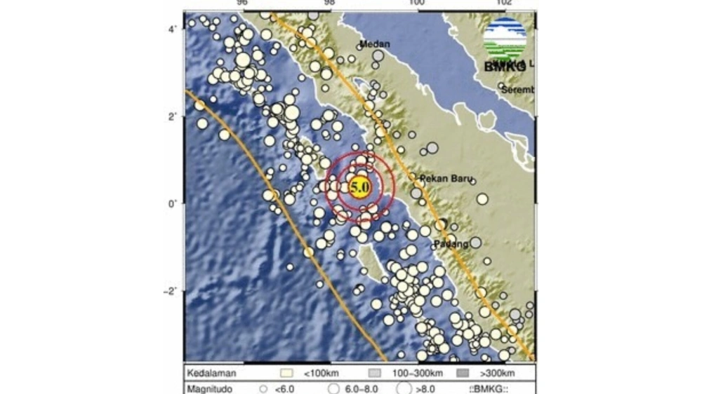 Titik gempa di Nias Selatan. [Dok BMKG]
